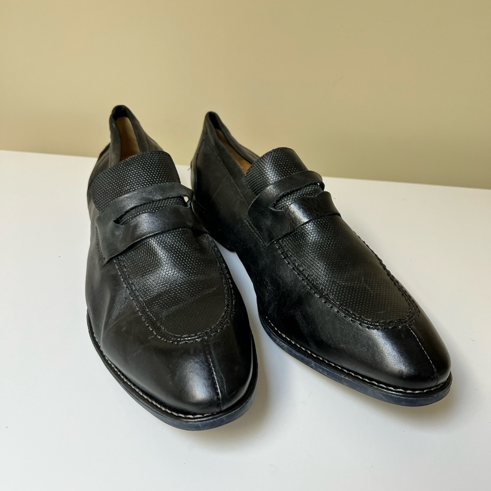 Sandro‎ Moscoloni Black Leather Slip-On Loafers Size 13D